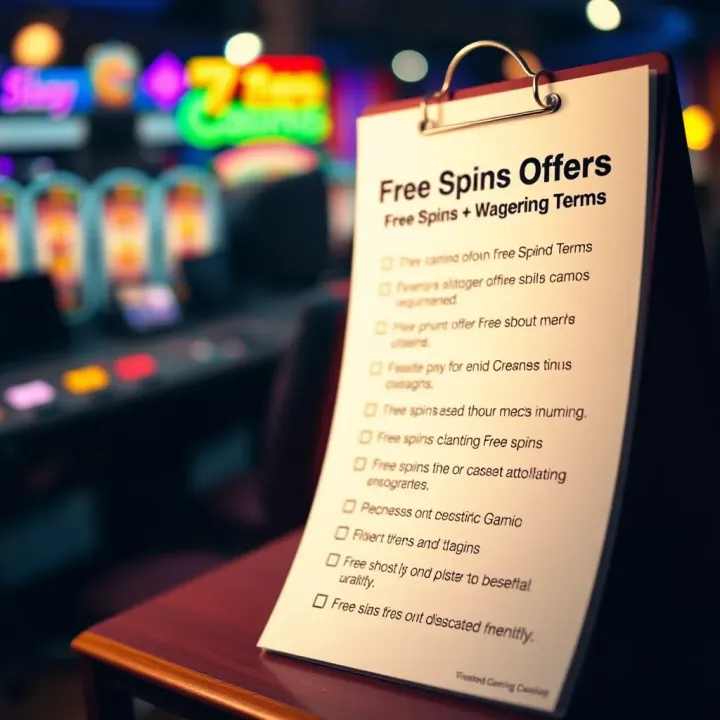 Checklist highlighting key points about free spins offers and wagering requirements