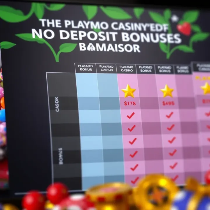 Comparison chart highlighting Playamo's no deposit bonus alongside other Australian online casino bonuses