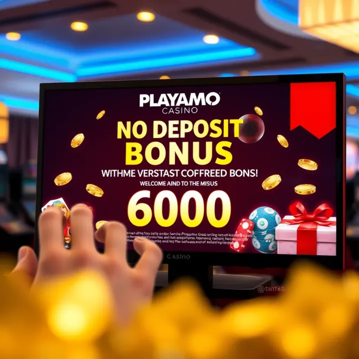 Illustration showing Playamo Casino welcome screen with bonus offer details