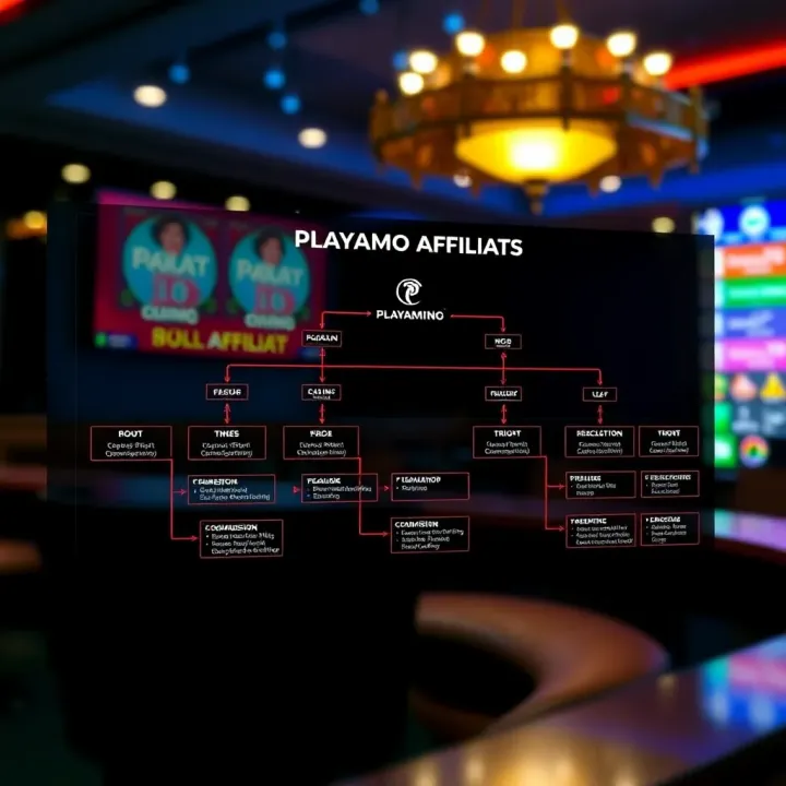 Flowchart illustrating the commission structure and tracking system of the Playamo affiliates programme
