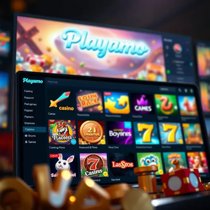 Screenshot showcasing the main interface of the Playamo APK with casino game options