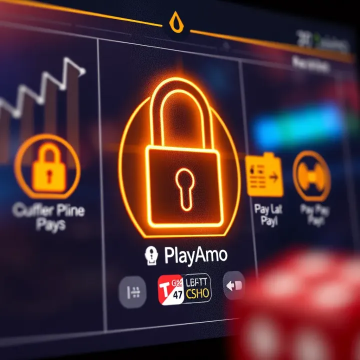 Secure online casino interface with digital lock and payment icons