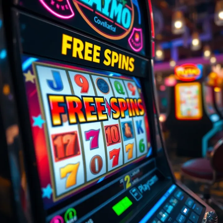 Activation of Free Spins on Playamo Slot Machine Illustration of a digital slot machine screen showing free spins activation