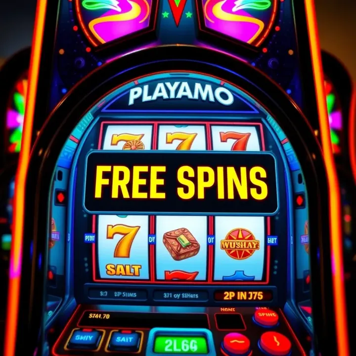 Illustration showing a digital slot machine with free spins notification