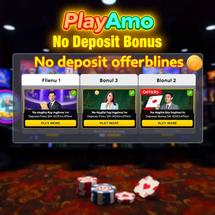 Illustration showing a digital casino interface highlighting no deposit bonus offers available for registration