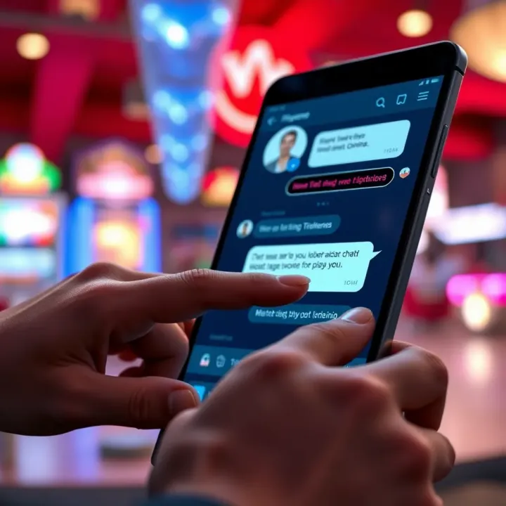 Using Playamo Live Chat for Instant Support User interacting with live chat interface on a digital device for immediate assistance