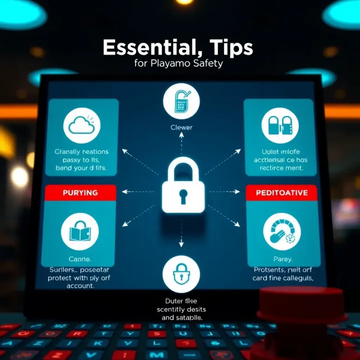 Visual guide featuring tips and security icons to protect Playamo account