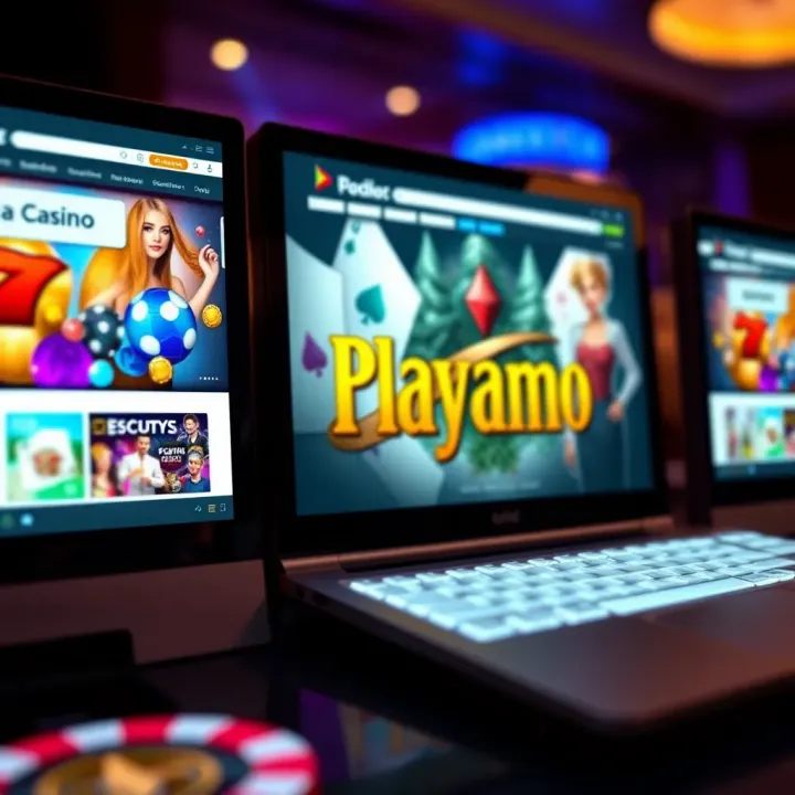 A digital representation of a secure online casino platform accessed through multiple web addresses