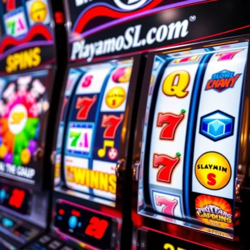 Bright slot machine interface with spinning reels showcasing vibrant symbols and winning combinations
