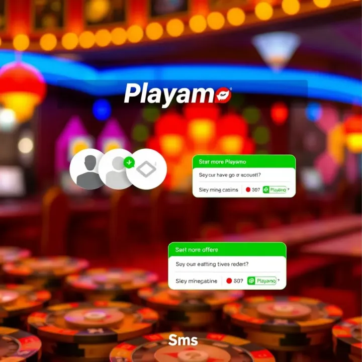 Playamo SMS Messages for Account Management and Promotions Illustration of SMS message icons representing account management and promotional offers