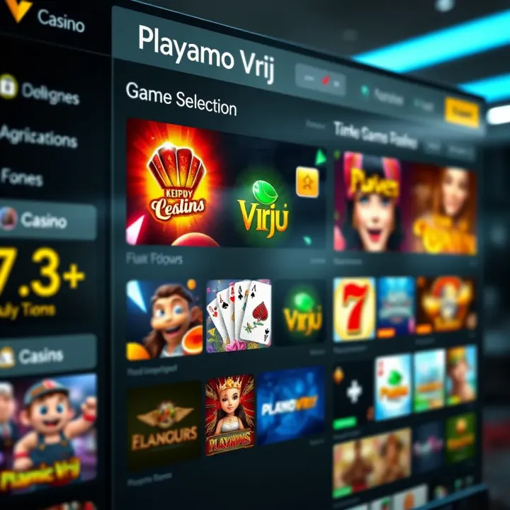 Interface showcasing a variety of Playamo Vrij casino games with vibrant graphics