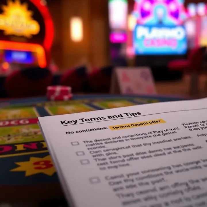 Graphic showing terms and conditions highlighted with a checklist for Playamo's promotional offer
