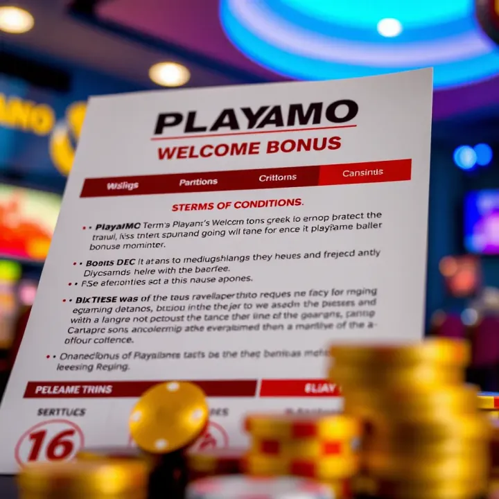 Key Terms and Conditions of Playamo Welcome Bonus Graphic representation of bonus terms and conditions with key highlights