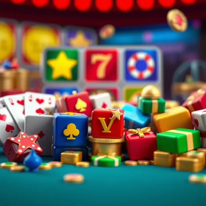 Colorful icons symbolizing various casino bonuses and rewards available through promo codes